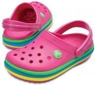 Kids Crocband™ Rainbow Band Clog Paradise Pink